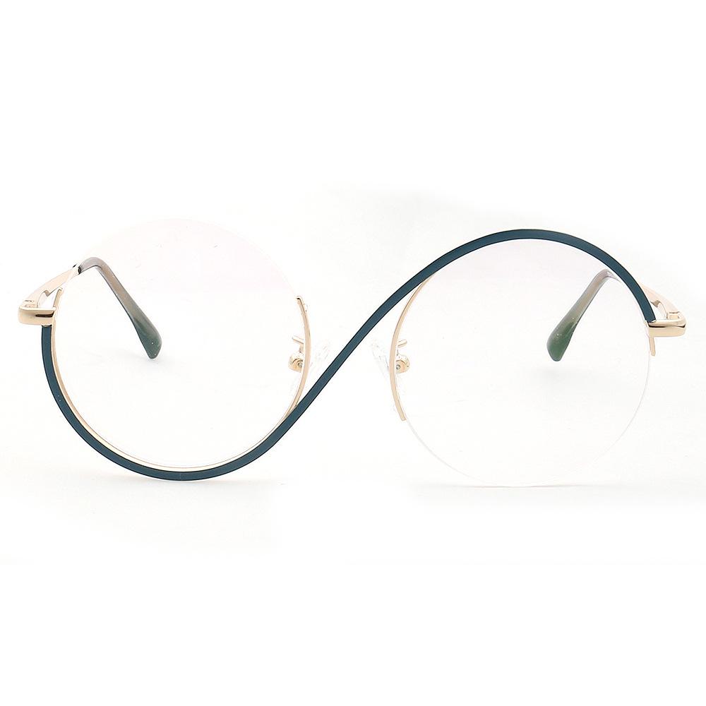 Yuanming Asymmetrical Retro Metal Round Eyeglasses - Fits Anti-Blue Light, TOP520
