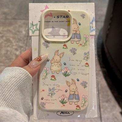 For Apple 16promax Mobile Phone Case New Model for IPhone12 Advanced 15pro Leather Pattern 13 Bunny 14 Cartoon