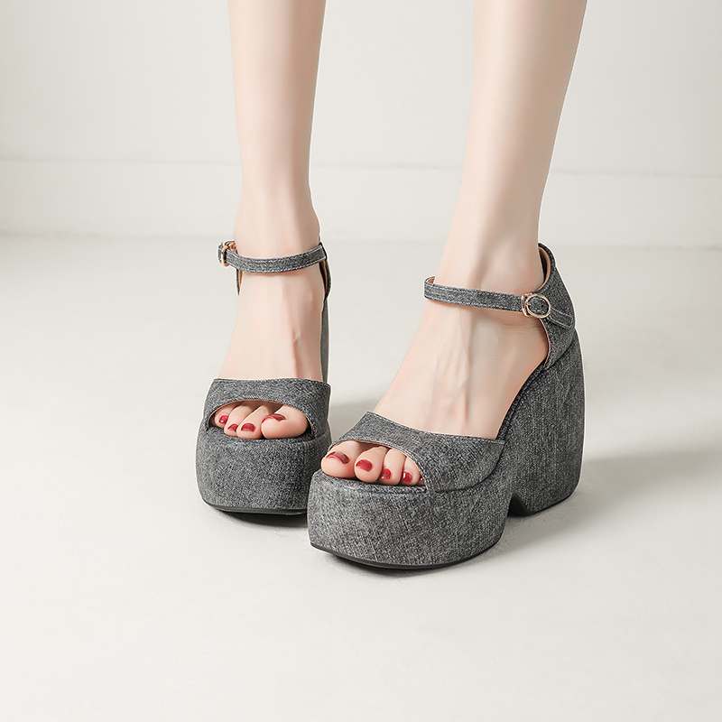 Krazing Pot Polyurethane Spring Autumn Size 43 Women Platform Super High Heels Women Round Toe Waterproof Pumps