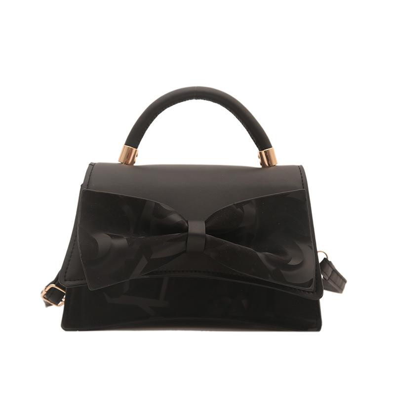 

One shoulder crossbody portable texture bow women s temperament spring new simple fashion small square bag чёрный