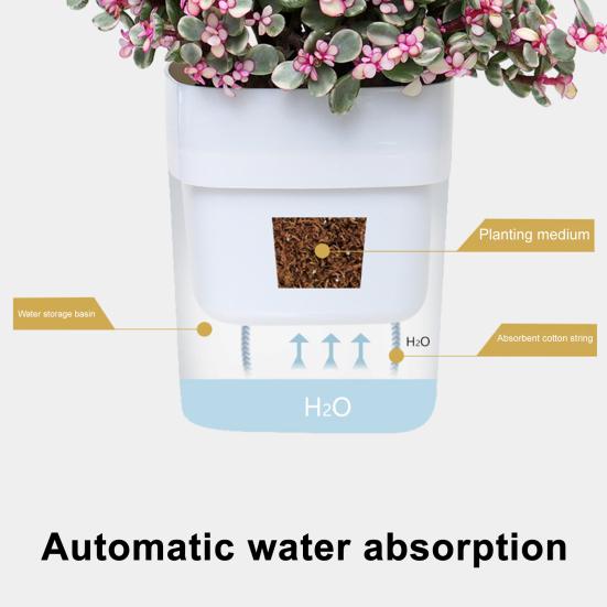 Savaime laistantis gėlių vazonas su medvilnės virvele, matomu vandens lygio langeliu, apatinio laistymo vazonas, automatinio laistymo vazonas