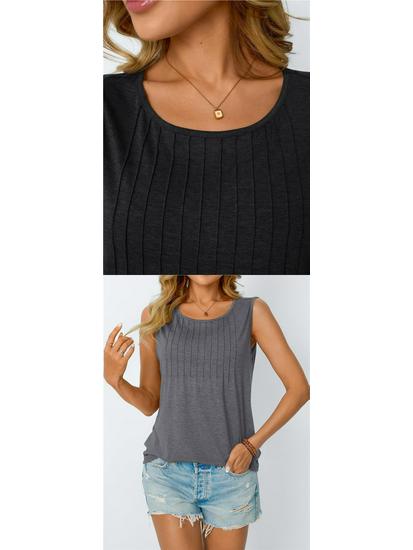 Women's Striped Sleeveless Loose Top - Round Neck, Spring/Summer Fashion
