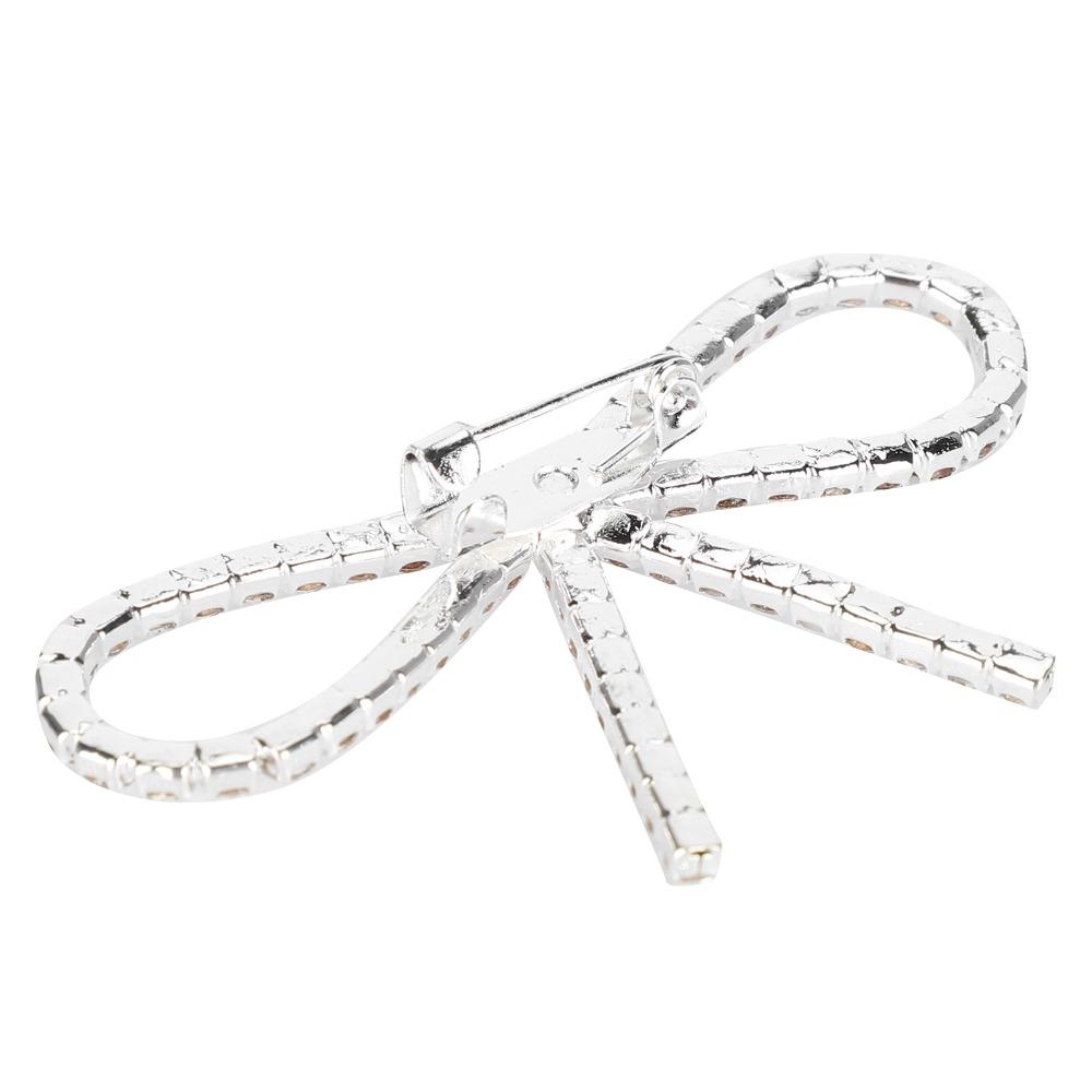 10pcs Silver Tone Bow Brooch Pin Sparkly Rhinestone Claw Chain Pin Rhinestone Brooch For Women