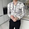 Men's Elegant 3D Printed Long Sleeve Shirts Turn Down Collar Party Casual Camisas Hombre Plus Size Streetwear Fashion Blouse