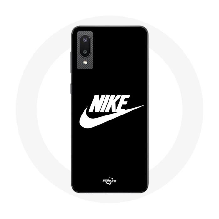 Coque pour Samsung Galaxy A02 Nike Logo blanc fond Noir