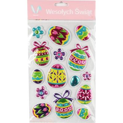 Self-Adhesive Window Stickers Eggs with Decoration - 15 Pcs.