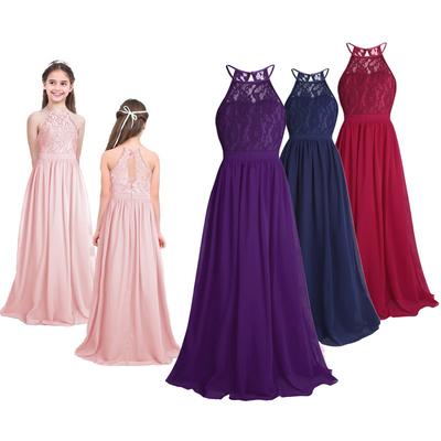 Abito da principessa senza maniche in pizzo floreale per ragazze per vestiti per bambini Abiti da compleanno per feste di matrimonio per bambini