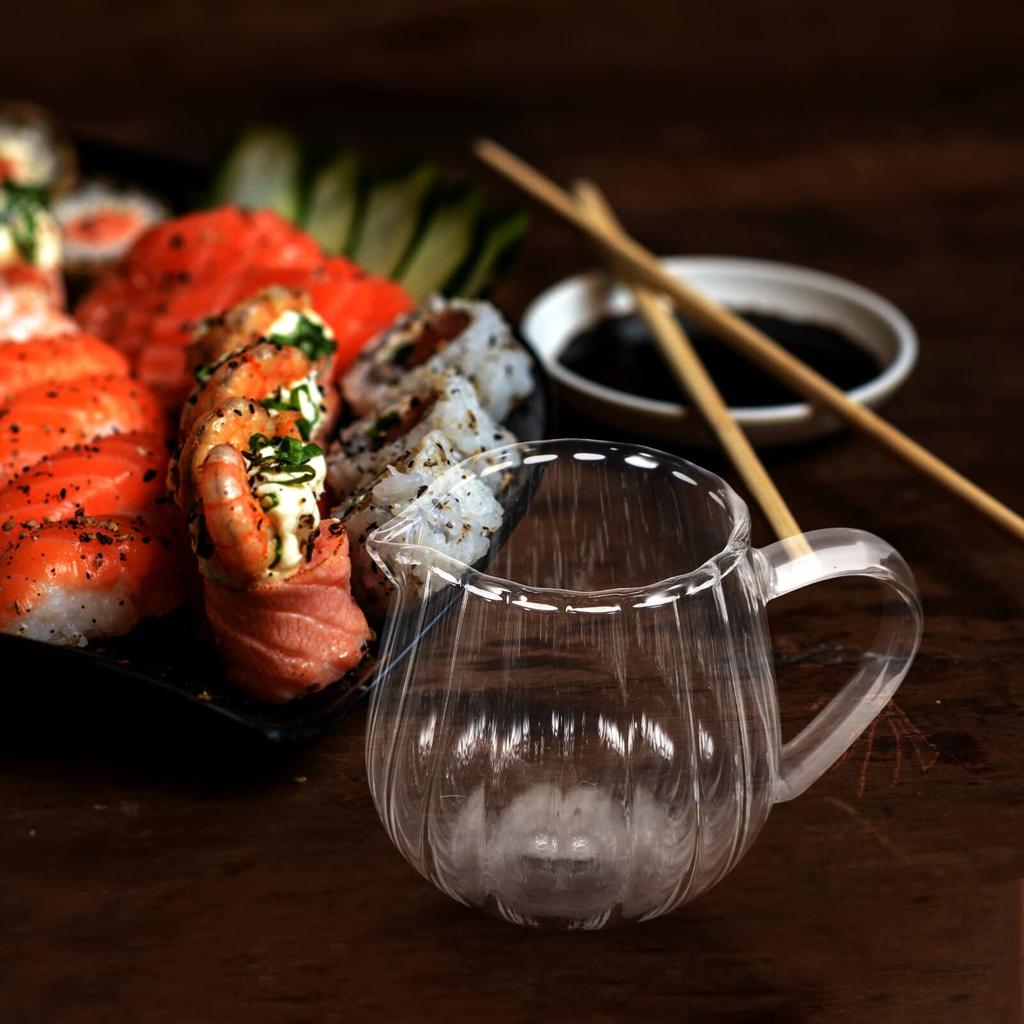 NUOLUX Milk Pitcher, Heat-Resistant and Microwave-Safe, Mini Milk Jug, Small, 155ml, Glass, for Latte Art, Coffee, Cream, Sauce, or as a Clear Milk