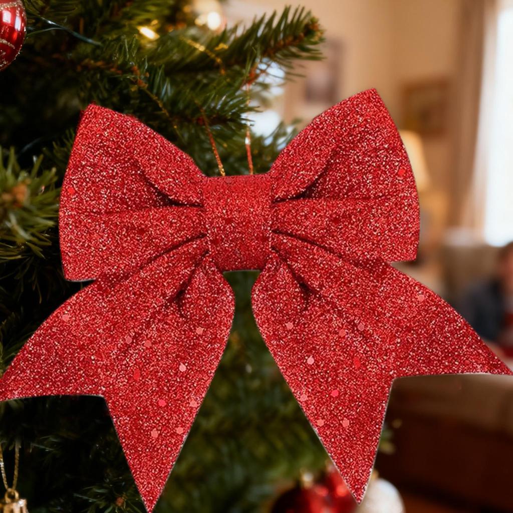 Christmas Bows For Tree 2 Piece Sparkly Ornament Tie Ribbon Bow Tree Topper For Home Outdoor Farmhouse Wall Indoor Crafts