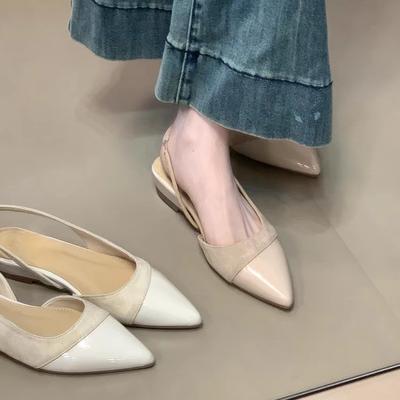 Gentle Wedge Heel Single Shoes New Temperament Elegant Suede Pointed Head Light Mouth Empty Wedge Heel Sandals