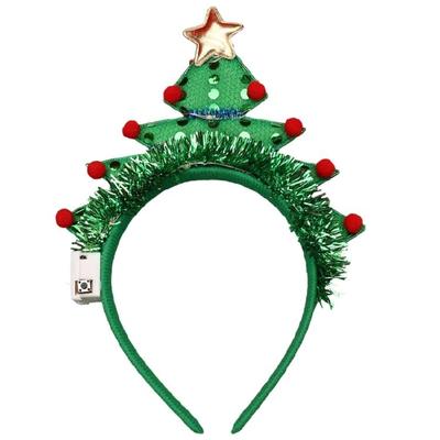Roter Glitzer Stern Haarschmuck mit Lichtern Bequemes Haarband Mode Stirnbänder für Weihnachtsfeiern