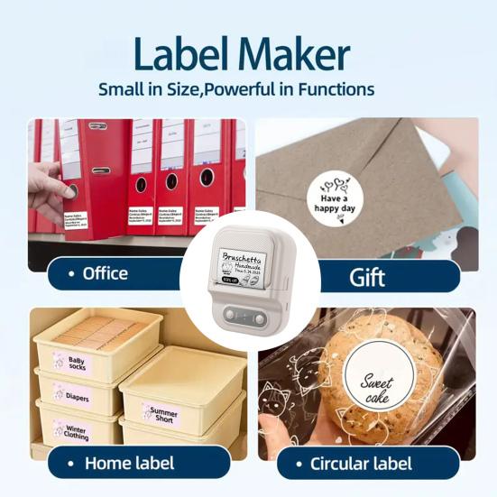 Label Maker Machine Portable Thermal Label Printer Bluetooth-compatible Mini Label Printer with Tape for Small Business Home School Barcode Address