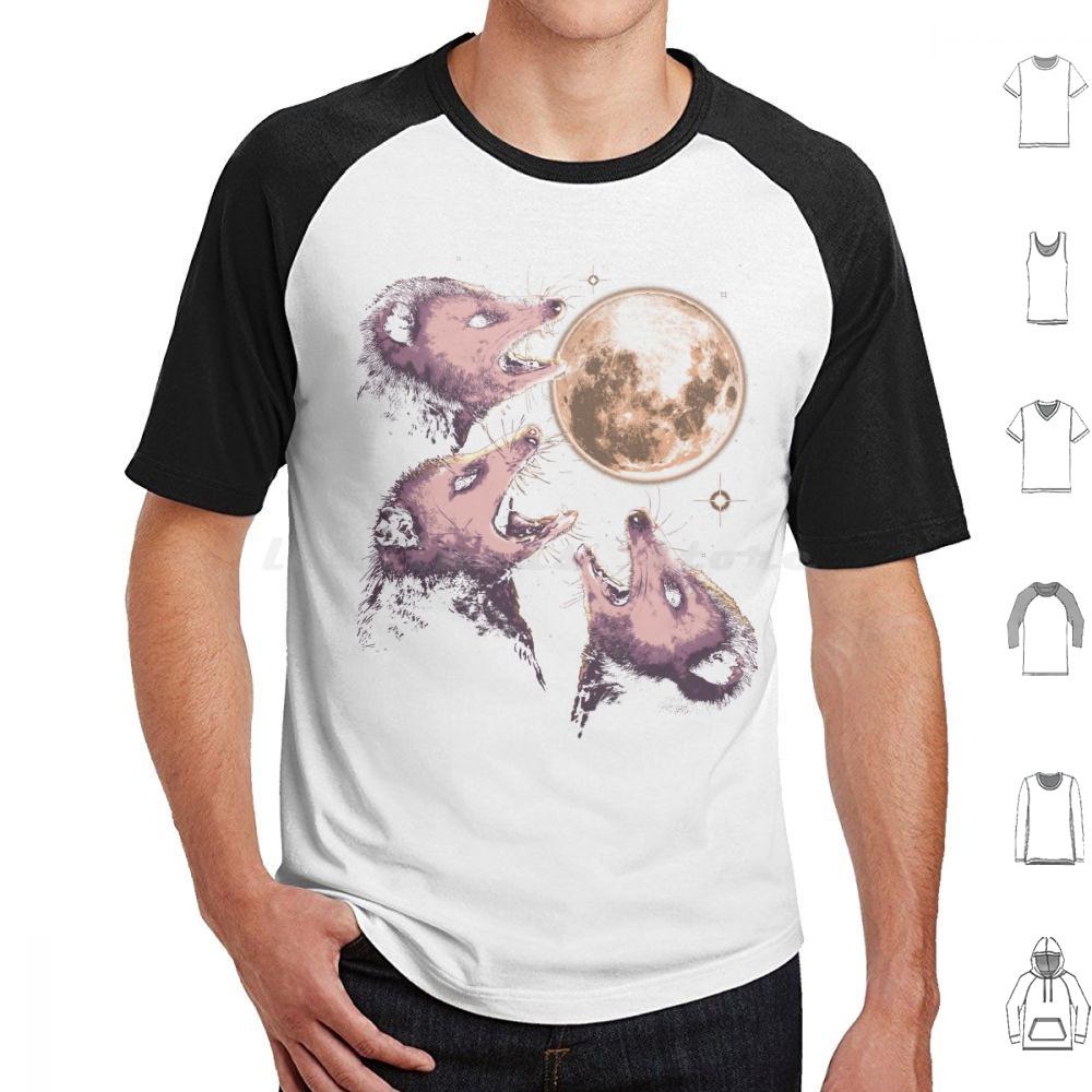 Three Opossums Howling At The Moon Funny Possum 3 Opossum T Shirt Big Size 100 Cotton Possum Opossum Raccoon Rodent Three