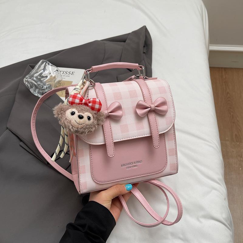 Schoolbag Korean Style Bow Backpack for Women, 1011 New Chic Preppy Style Girls' Backpack, Textured Crossbody Single Shoulder Bag