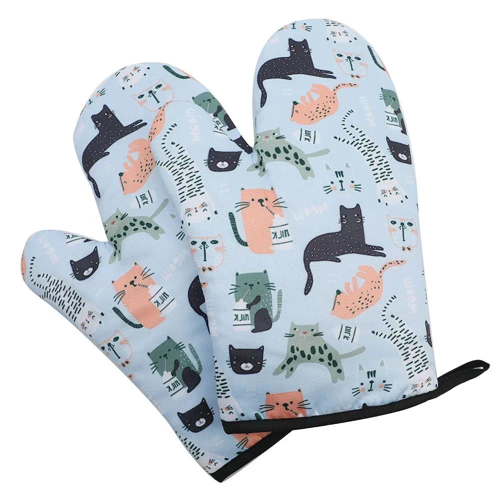 A Pair of Microwave Mitts Anti-scald Heat Resistant Insulation Non-slip Oven Mitts Gloves Oven Baking Accessories Kitchen Tools
