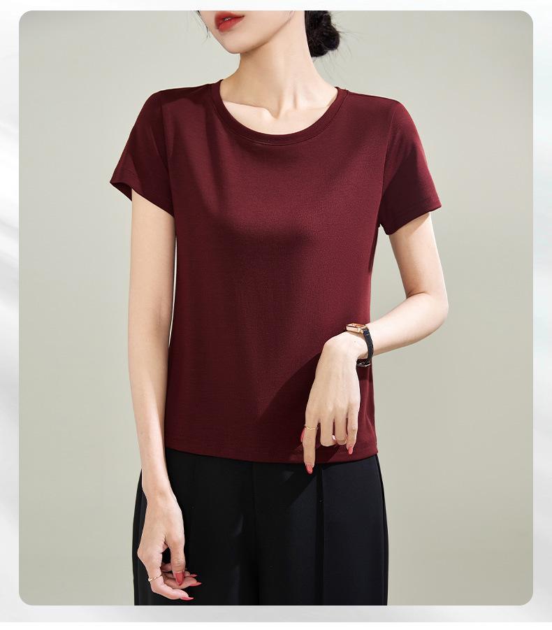 Dámské oboustranné tričko z Tencel Modalu s kulatým výstřihem a krátkým rukávem - Kolekce léto 2025