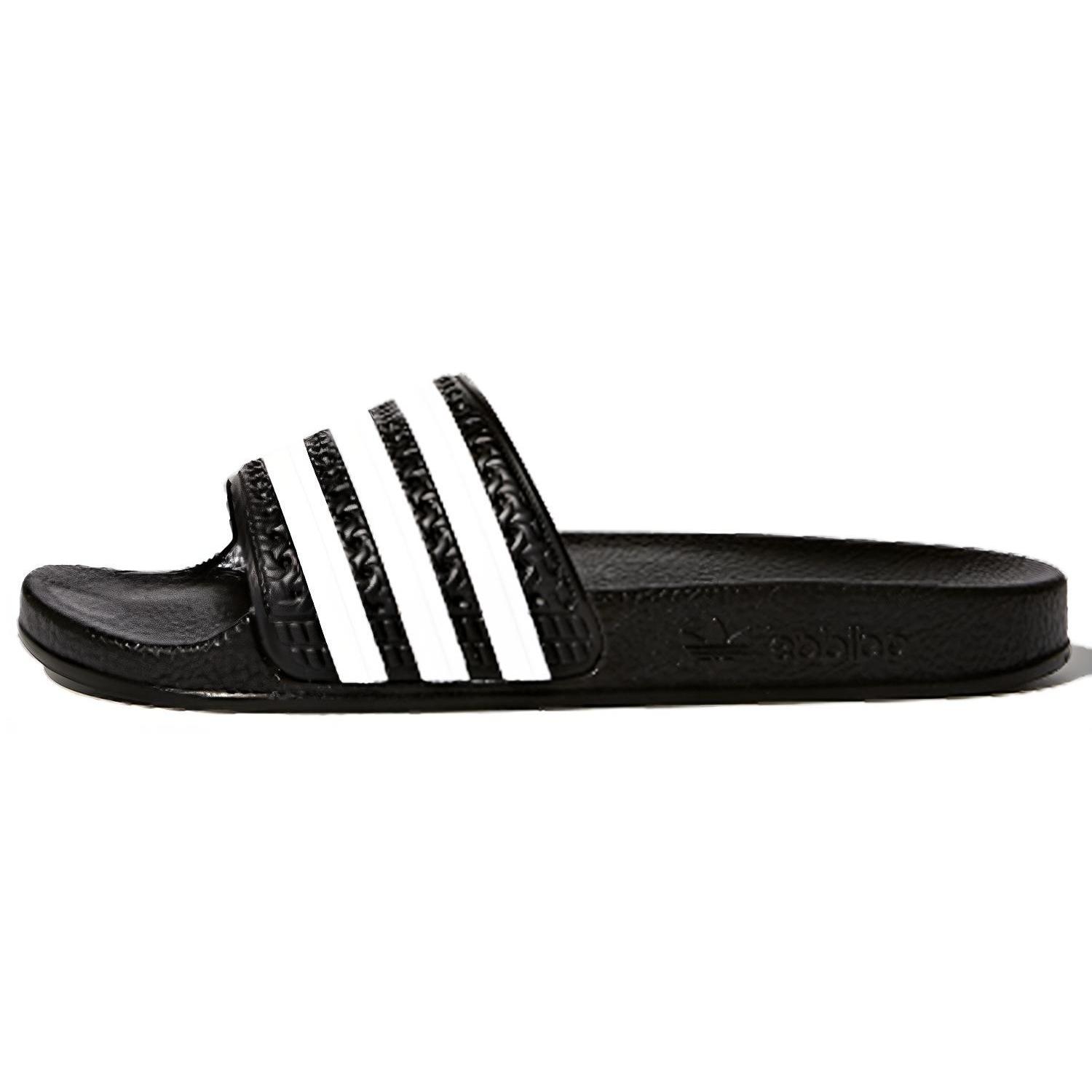 Adidas Originals ADILETTE Slip Resistant Quick Dry Kids  Slippers Black White Teenagers BA7130 38