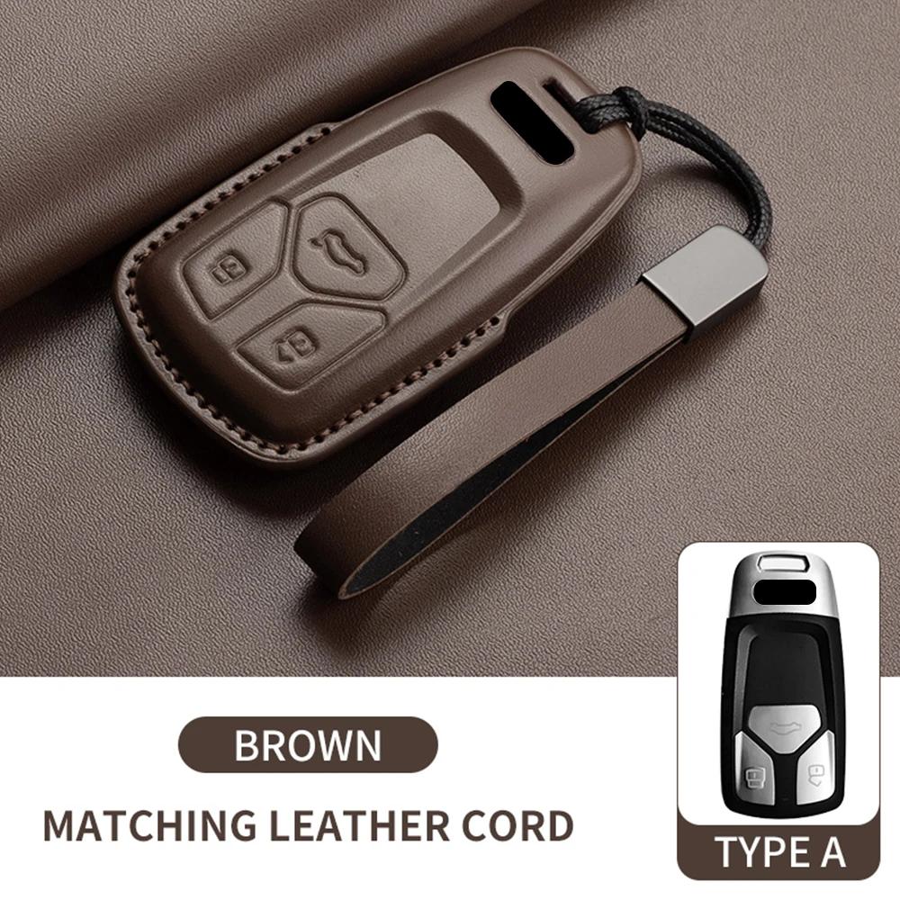 Leder Auto Schlüsselhülle für A4L A5 Q7 TT TTS A3 A4 B9 A6 A7 4K A8 E-tron Q5 Q8 C8 D5 SQ8 Auto Schlüsselanhänger Zubehör