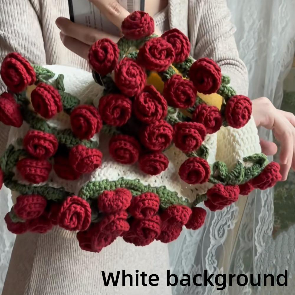 Creative 60cm Rose Bouquet Blankets Finished Product Crocheted Blanket Baby Blanket Gifts