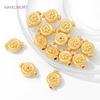 18K Gold Plated Flat Round Spacer Beads Brass Bracelet Beads For Jewelry Making,Separator For Beads,DIY Beading Accessories