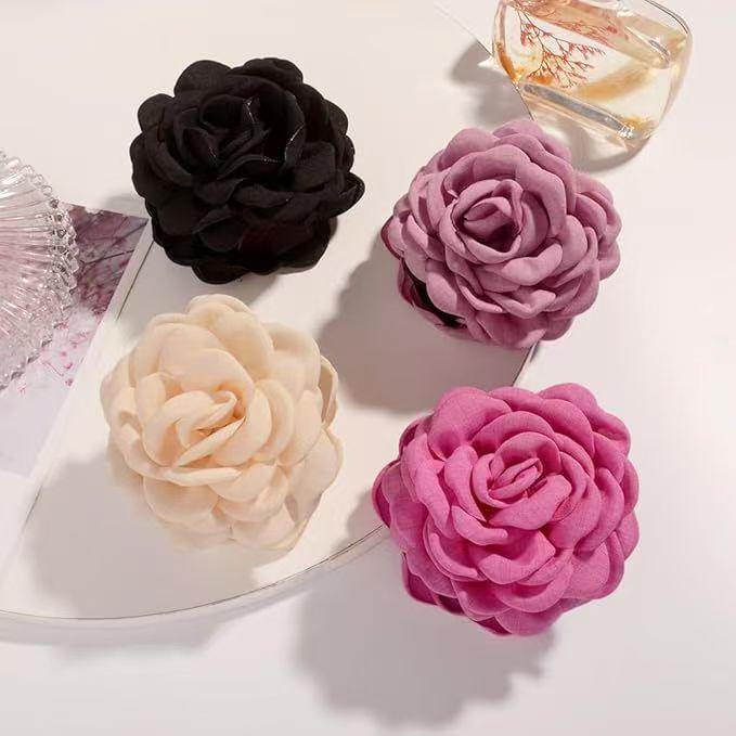 Caro Floral Rose Hair Claw Clip for Women - European & American Style, Summer Headdress