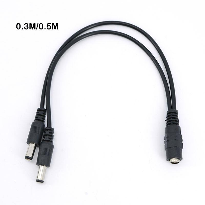10pcs 0.3/0.5m DC 1 Female To 2 Male Way Connector Plug Power Supply Splitter Extend Cable 5.5mmx2.1mm Cord for Led Strip Light