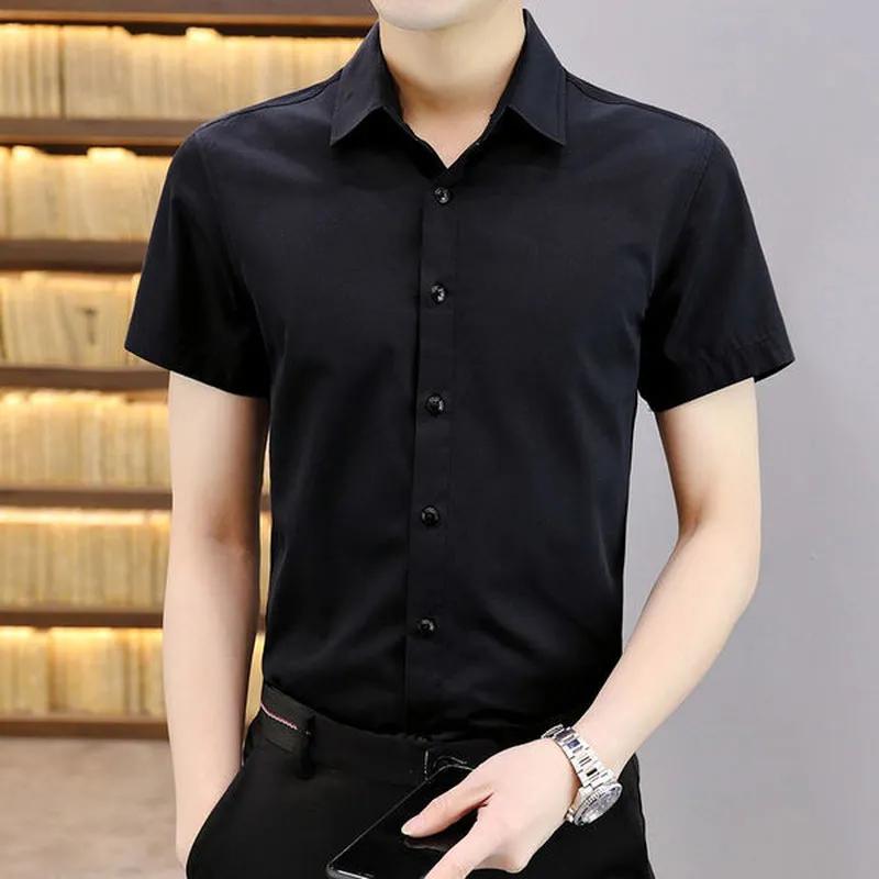 Herren Sommer Kurzarm Kariertes Hemd Jugend Hübsches Slim Button Top