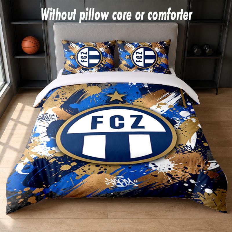 FC Zürich Design Bed Bedding Set 1 Duvet Cover + 2 Pillowcases Soft Breathable Household Bed Linens
