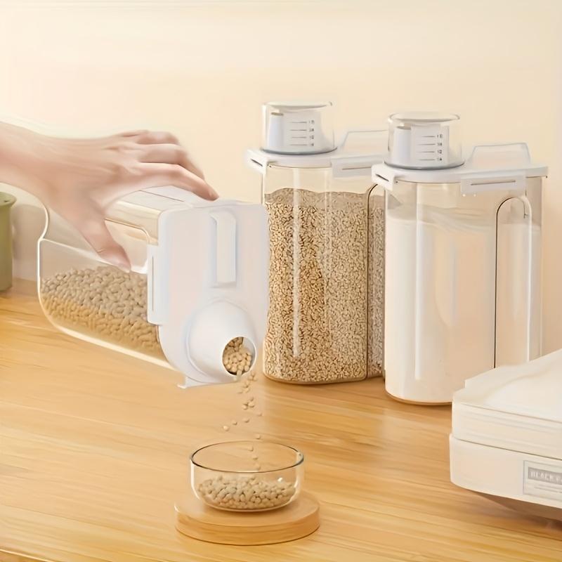 4-piece 2.5L sealed dry grain storage tank, rice storage bucket, grain dispenser, thick plastic transparent food storage tank