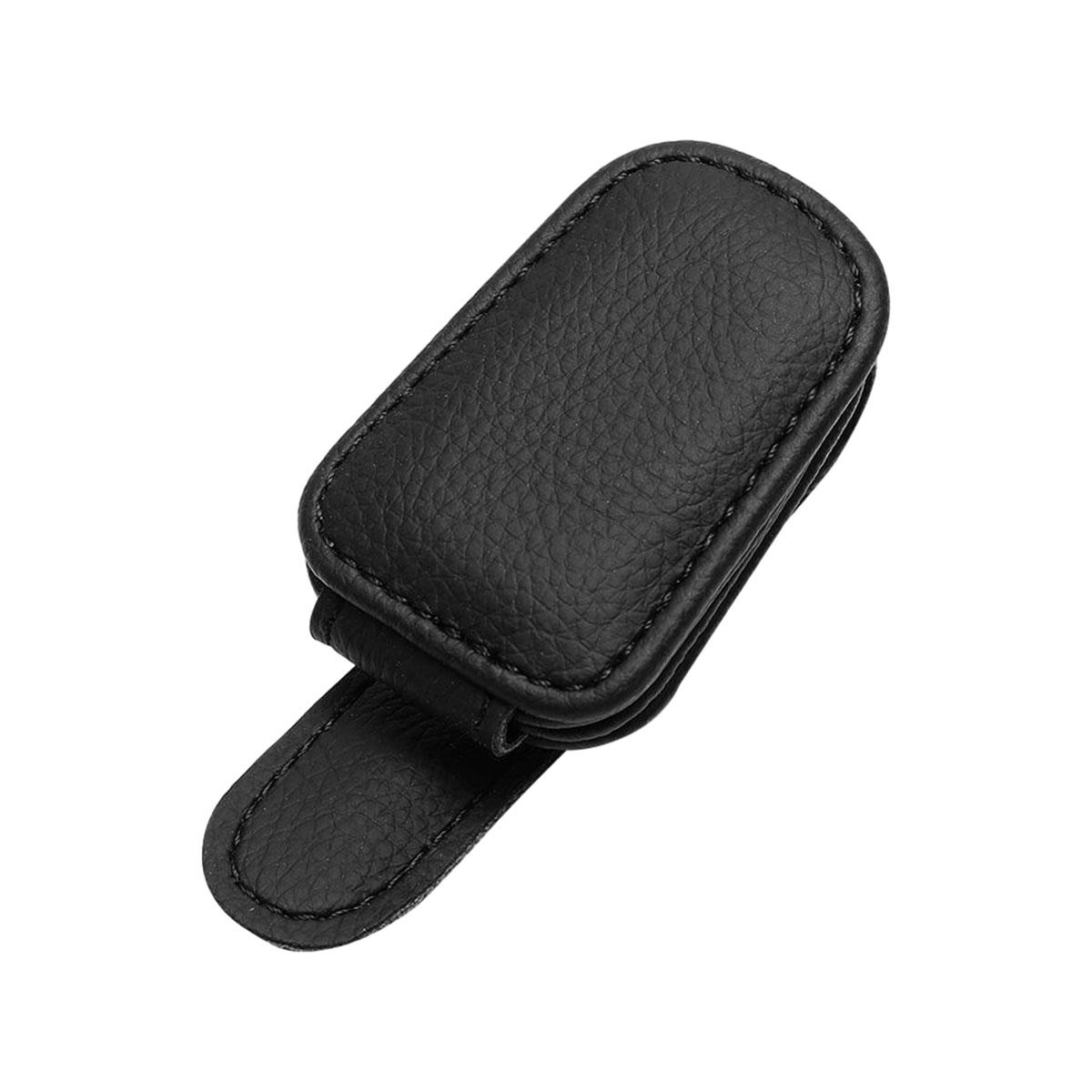 1pcs Car Sun Visor Clip Glasses Cards Case Auto Sunglasses Visor Glasses Holder Sunglasses Bracket Pu Leather Glasses Support