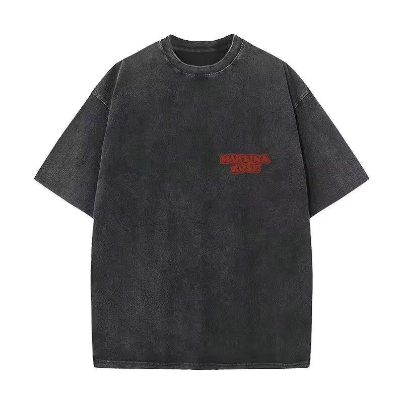 Street Style European and American Retro Poker Print Short Sleeve T-Shirt Couple Outfit Loose Summer Niche Top for Men