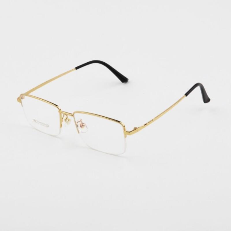 Men s and Women s Couple Semi-Metal Frame Square Glasses Frame G1180_Black