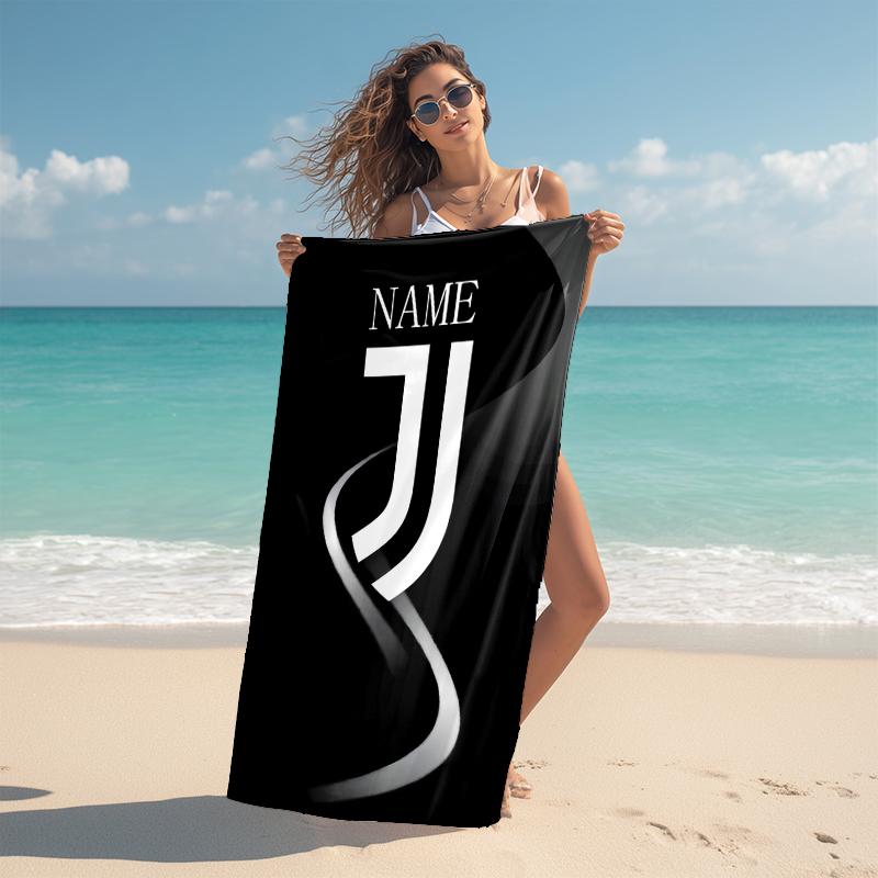 Personalized "Juventus FC Logo Art" Beach Towel Microfiber Beach Towel Thin Absorbent for Beach Swimming Yoga Bath Sports. 0910121