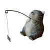 Hand-Carved Wood Ornaments Fishing Cat Sculpture Miniature Solid Wood Desktop Decor Eco-Friendly Painted Cat Figurine for Home Office Gift