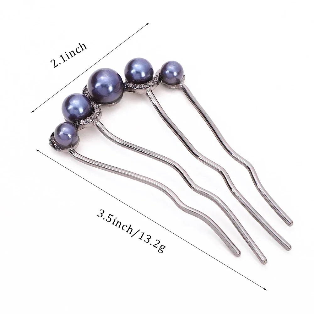 Korean U Shaped Pearl Hair Fork Clip Women Girls Hair Pin Combs Messy Bun Hairpins Clip Side Combs Updo Sticks Hair Accessories