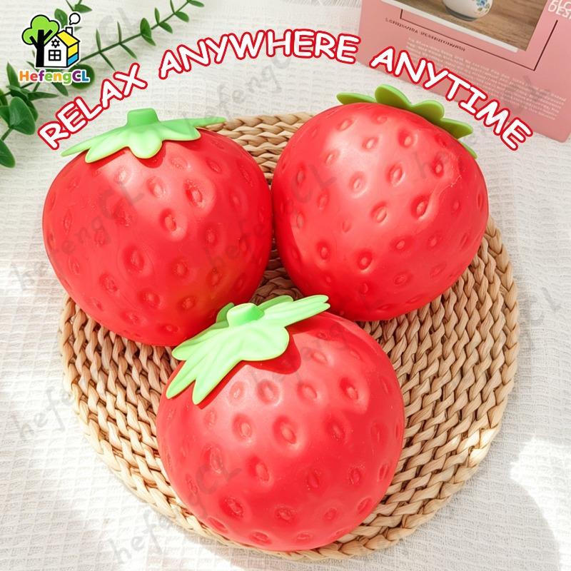 HefengCL Oversized Giant Strawberry Taba TPR Squeeze Toy Soft Fidget Toy Stress Relief Simulation Fruit Gift For Kids Classroom