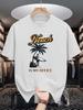 Unisex Crew Neck Tee Beach Surfer Palm Tree Vintage Letter Print Soft Cotton Loose Short Sleeve Summer Casual Male Streetwear Tops