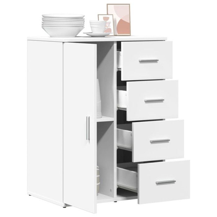 VidaXL Buffet, Sideboard with Drawers and Door, Living Room Dining Room Interior Storage Furniture, Modern, White 840534