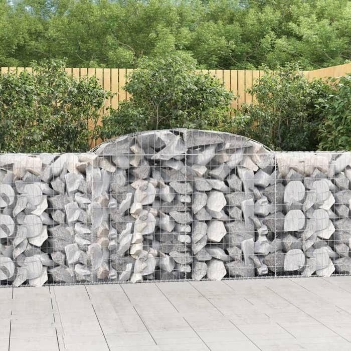 VidaXL Paniers à gabions arqués 4 pcs 300x50x100/120 cm fer galvanisé, gabion, cage de gabion, panier de mur de gabion, mur 3146703