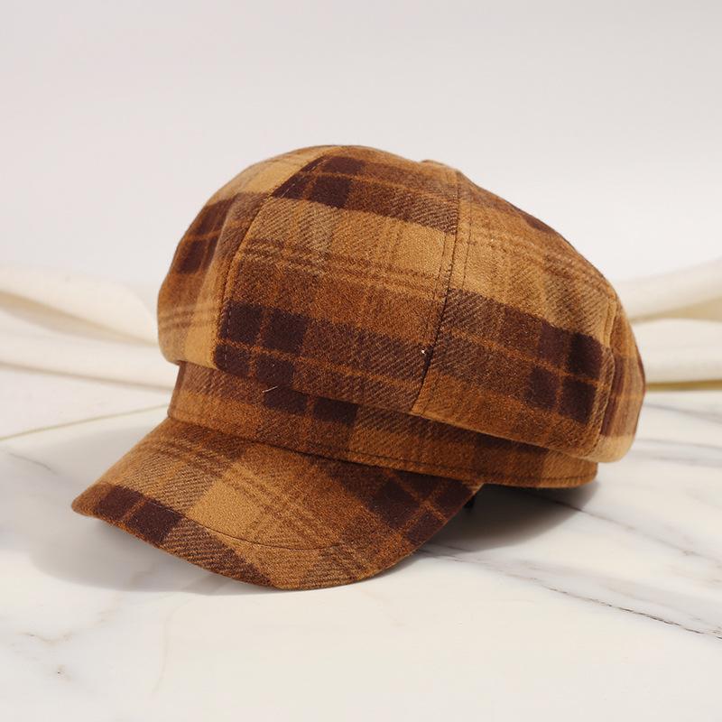 

Восьмикутний капелюх газетника, ретро-простий британський шотландський капелюх із блокуванням кольорів для щоденного використання на День короля ONE SIZE коричневий