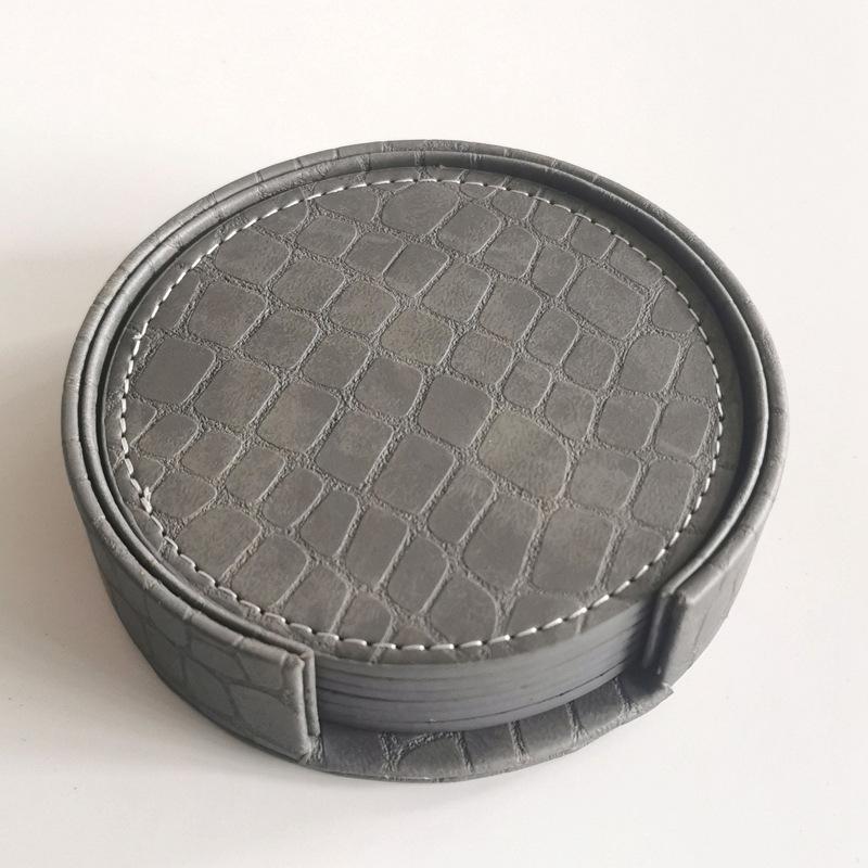 

Набор кожаных подставок 6 шт. с держателем, подставки для напитков для стаканов, кухонный столовый аксессуар, черный