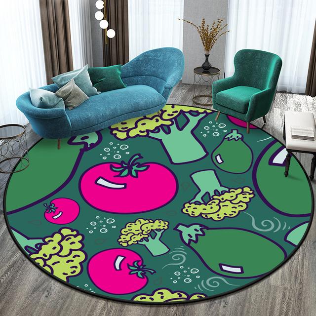 Cute Cartoon Pattern Round Carpet Floormat Living Room Carpet In Children 'S Crawl Play Area Washroom Floor Mat Area Rug Door Mat