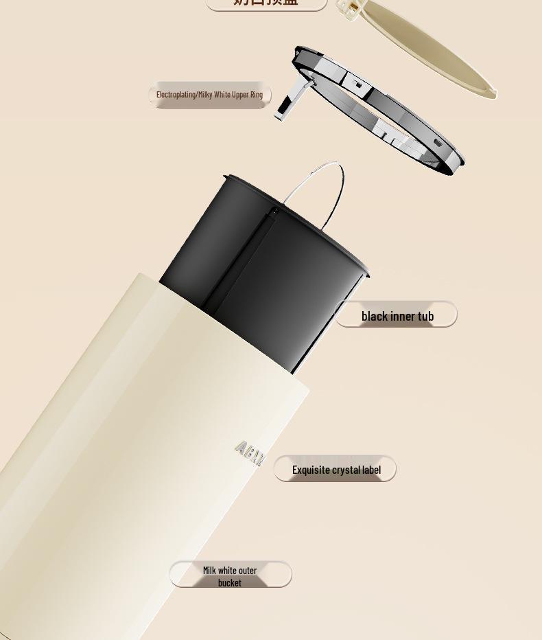 Luxury Foot-Operated Trash Can for Home - Thickened, Lidded, Waterproof for Bathroom & Kitchen