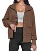 Women's Lightweight Zip Up Sweatshirt Jacket Collared Pocket Casual Outdoor Coat for Running Hiking Travel