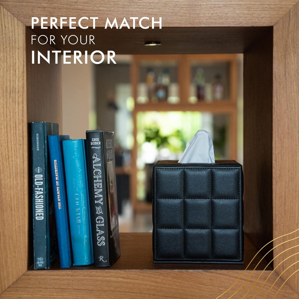 Modern Tissue Box Holder Square,Napkin Holder Pumping Paper Case Dispenser,Facial Tissue Box Cover for Home Bathroom Office Desk