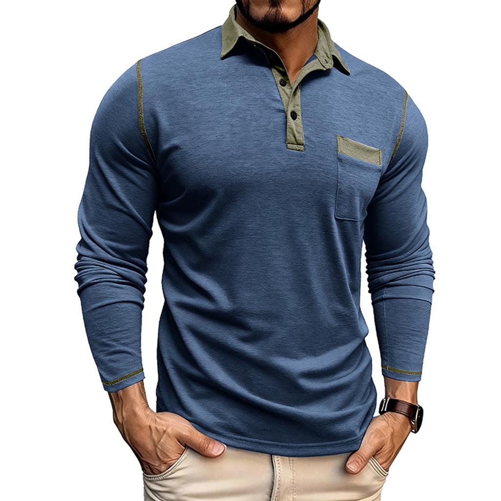 Shoulder Sleeves Men'S Long Sleeved Patchwork T-Shirt Casual Top
