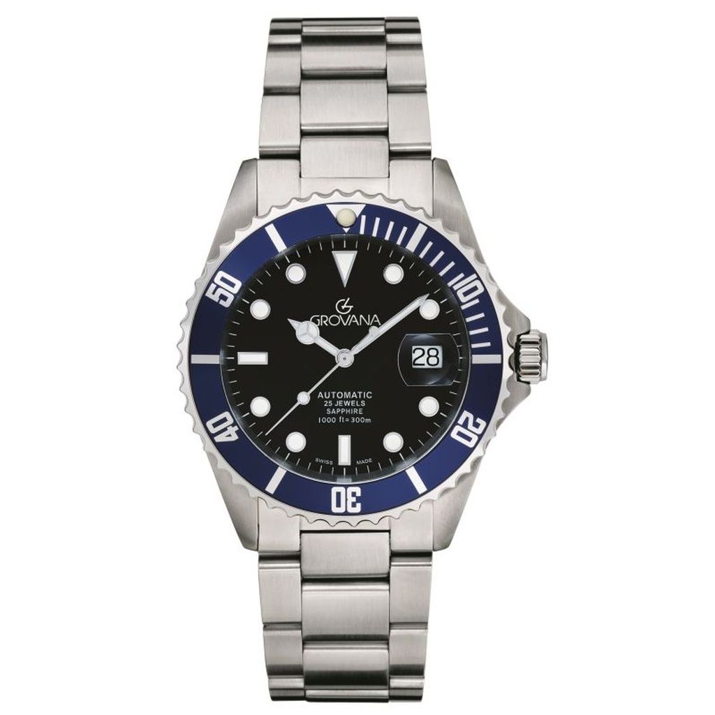 Grovana Key West Stainless Steel Black Dial Automatic Diver's 1571.2135 300M Men's Watch