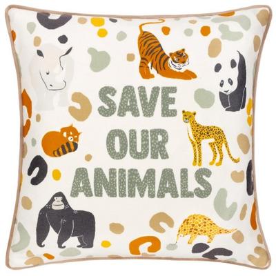 Little Furn Wildlife Save Our Animals Velvet Piped Cushion Cover