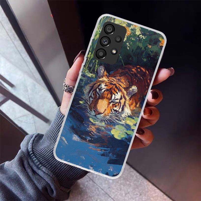 Superior Tiger Pattern Art Phone Case For Samsung Galaxy A52 A51 A50S A32 A22 A12 A02S A72 A71 A31 A70 A30S Note 20 Ultra 10 Plu