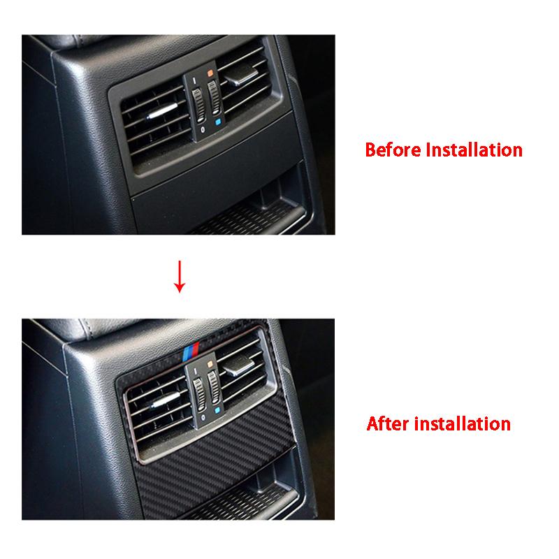 Carbon Fiber Car Interior Rear Seat Air Vent Outlet Decoration Cover Trim Sticker Decal For BMW 3 Series E90 E92 E93